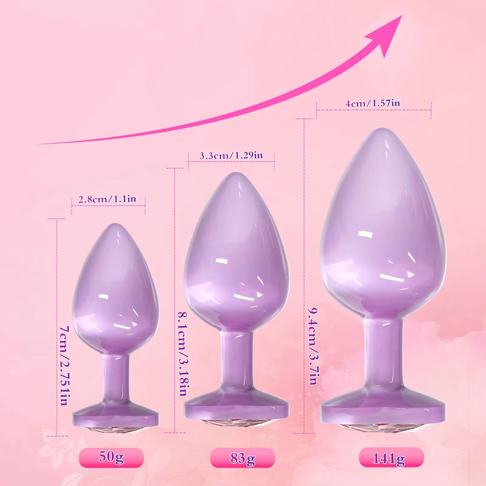 Money Doll Heart Gem anal plug 3 pc Starter kit